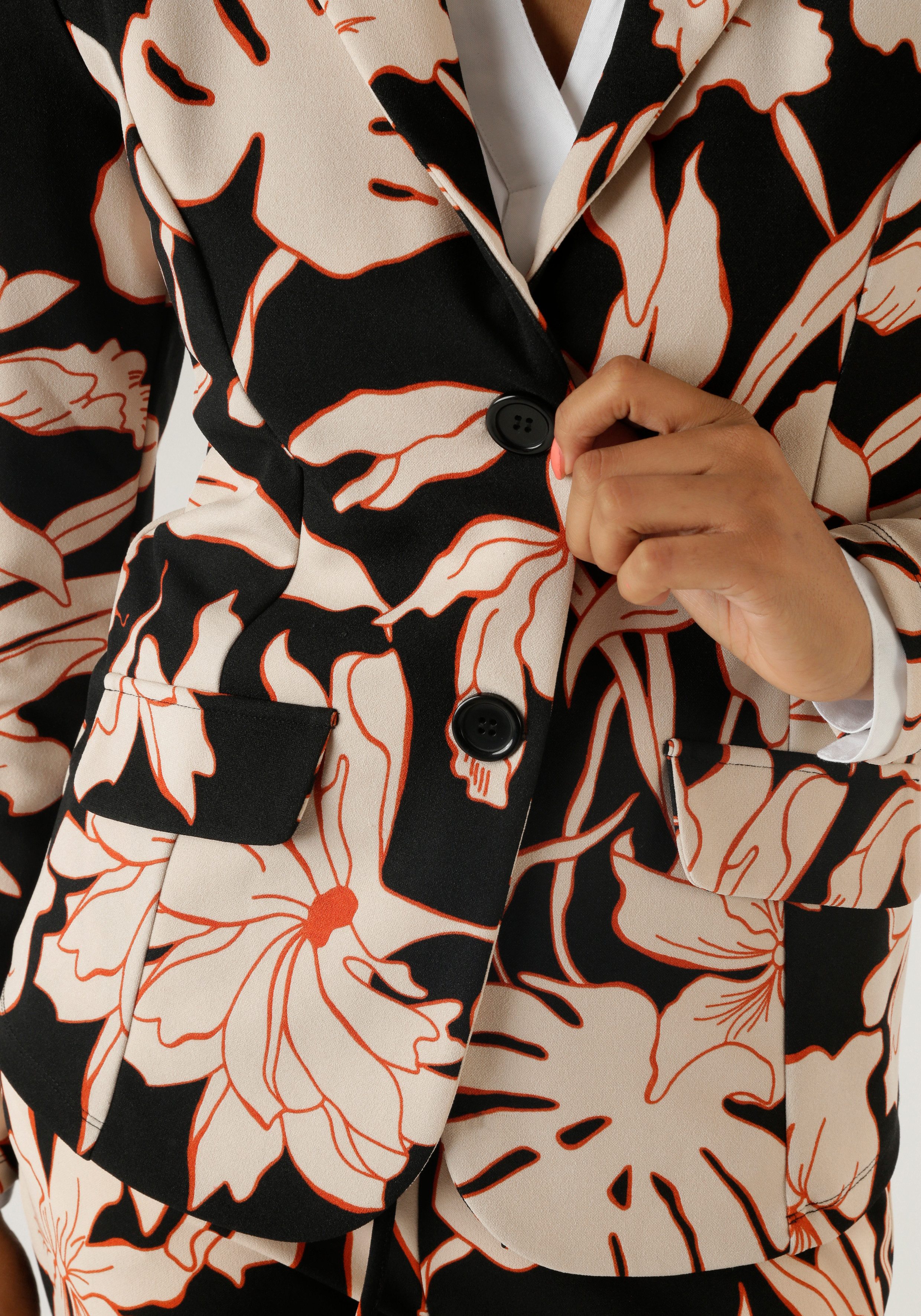Aniston SELECTED Jerseyblazer mit großflächigem und abstraktem Blumenmuster