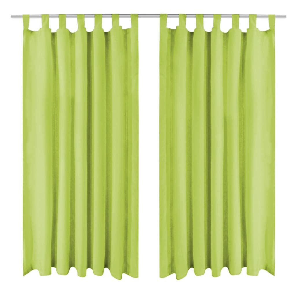 furnicato Vorhang Schlaufen-Vorhänge Apfelgrün 140 x 175 cm aus Polyester-Mikro-Satin