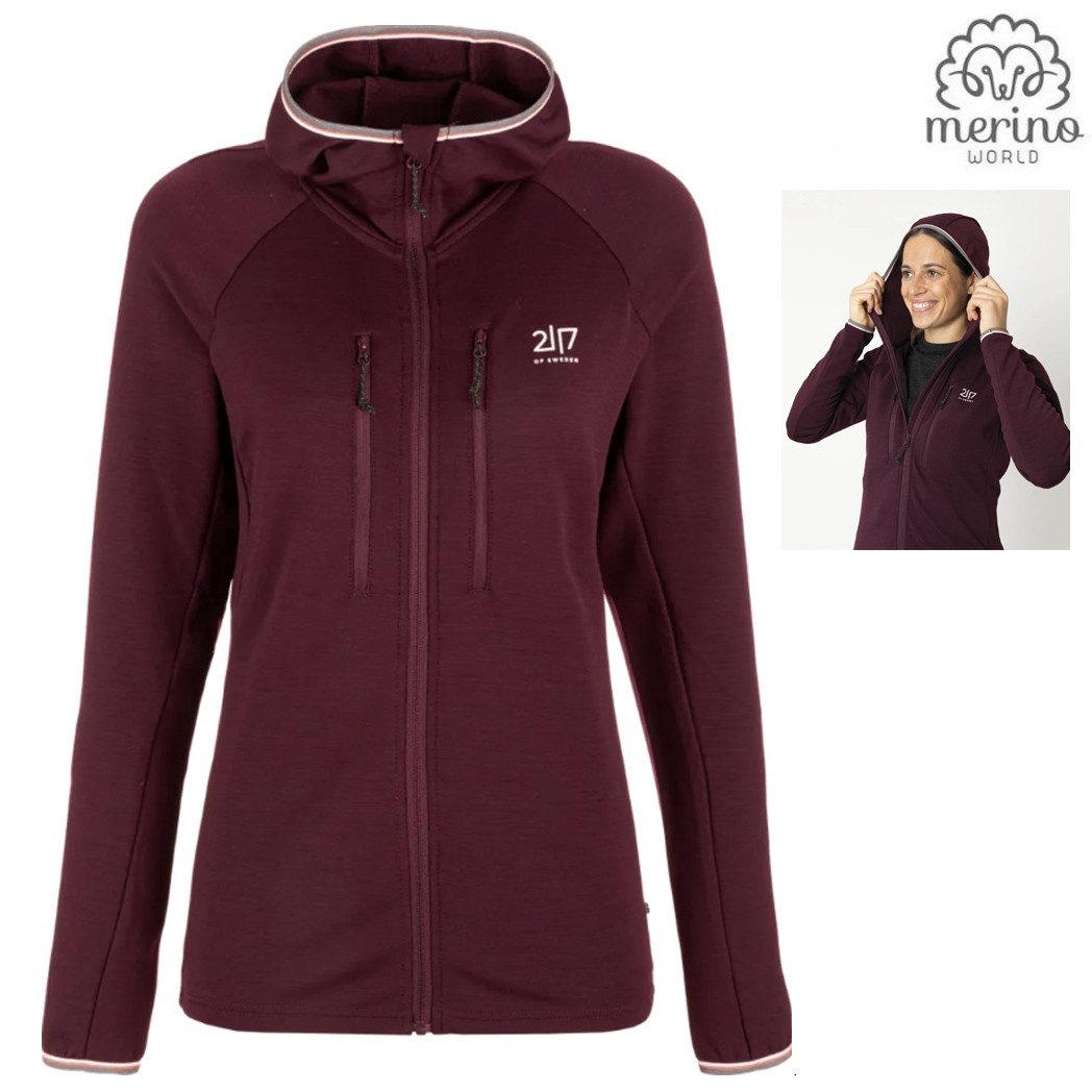 2117 of Sweden Trekkingjacke 2117 of Sweden - Skaulo Merino Damen Wolljacke Sportjacke, plum