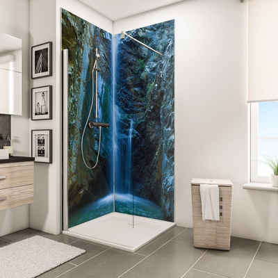 Schulte Duschrückwand »DecoDesign Foto über Eck Chantara Wasserfall«, (Set, 2-tlg), Wandverkleidung, fugenloser Fliesenersatz, Alu-Verbundplatte