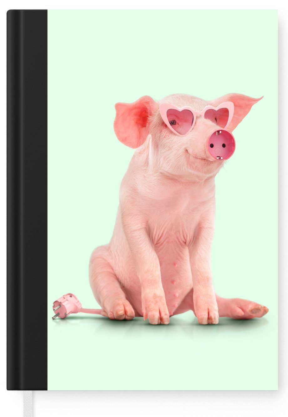 A5, Tiere, Brille 98 Schwein Haushaltsbuch Notizheft, Tagebuch, Merkzettel, Notizbuch Sockel - MuchoWow Journal, - Rosa - - Seiten,