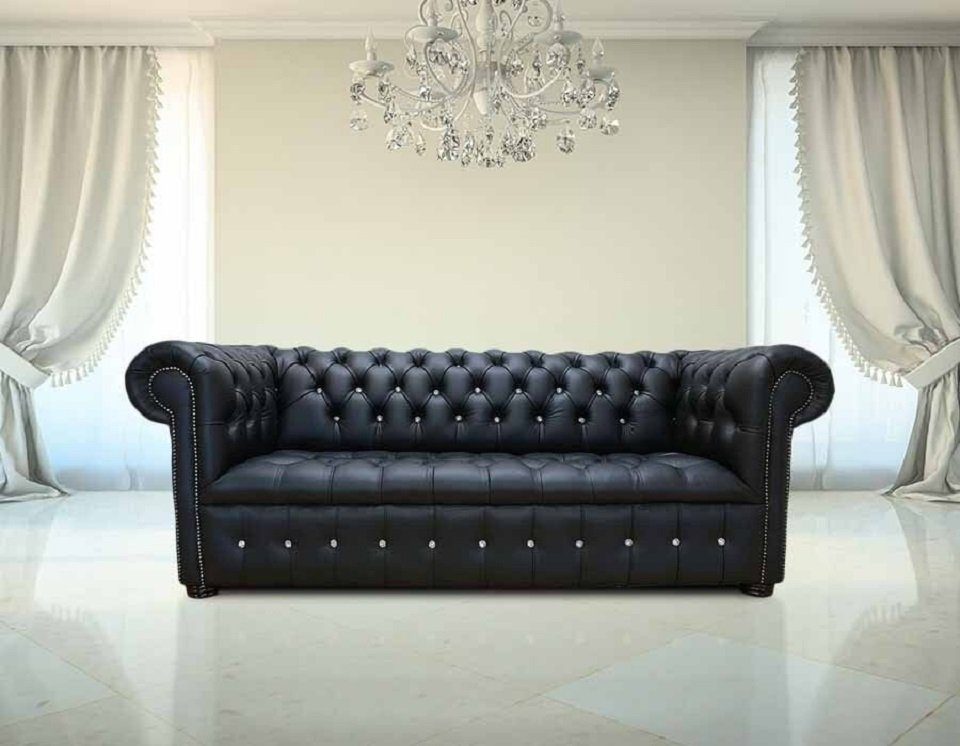 Sofa Sitzer 100% Leder Garnitur Polster 3 Chesterfield Couch JVmoebel Sofort 3-Sitzer