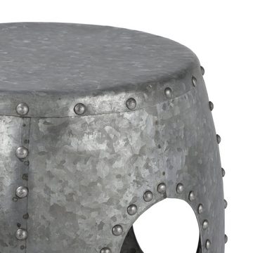 WOMO-DESIGN Beistelltisch Vantaa Couchtisch Wohnzimmertisch Sofatisch Loungetisch Ablagetisch, Rund Ø38x43cm Silber Unikat handgefertigt Metall Industrie-Design