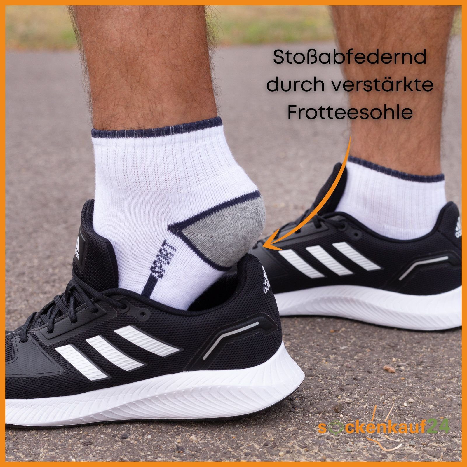 16215/18 SPORT (6-Paar, oder mit Paar sockenkauf24 & Damen Herren Baumwolle 6 WP 1621518 Sneakersocken 12 - Frotteesohle Socken 39-42) Sportsocken