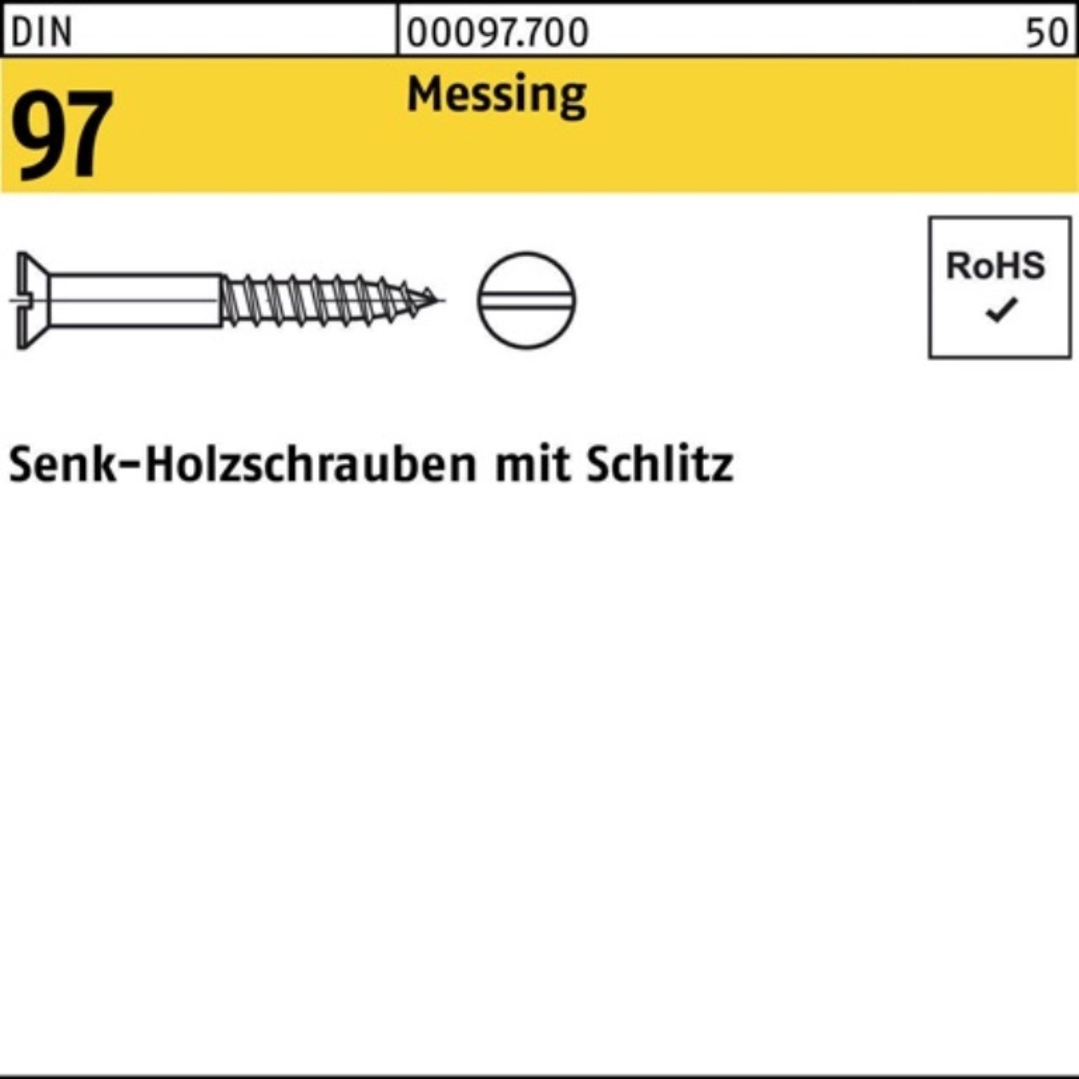Reyher Schraube 200er Pack 97 Stück Schlitz 200 SEKO Holzschraube Messing DIN 3,5x 16