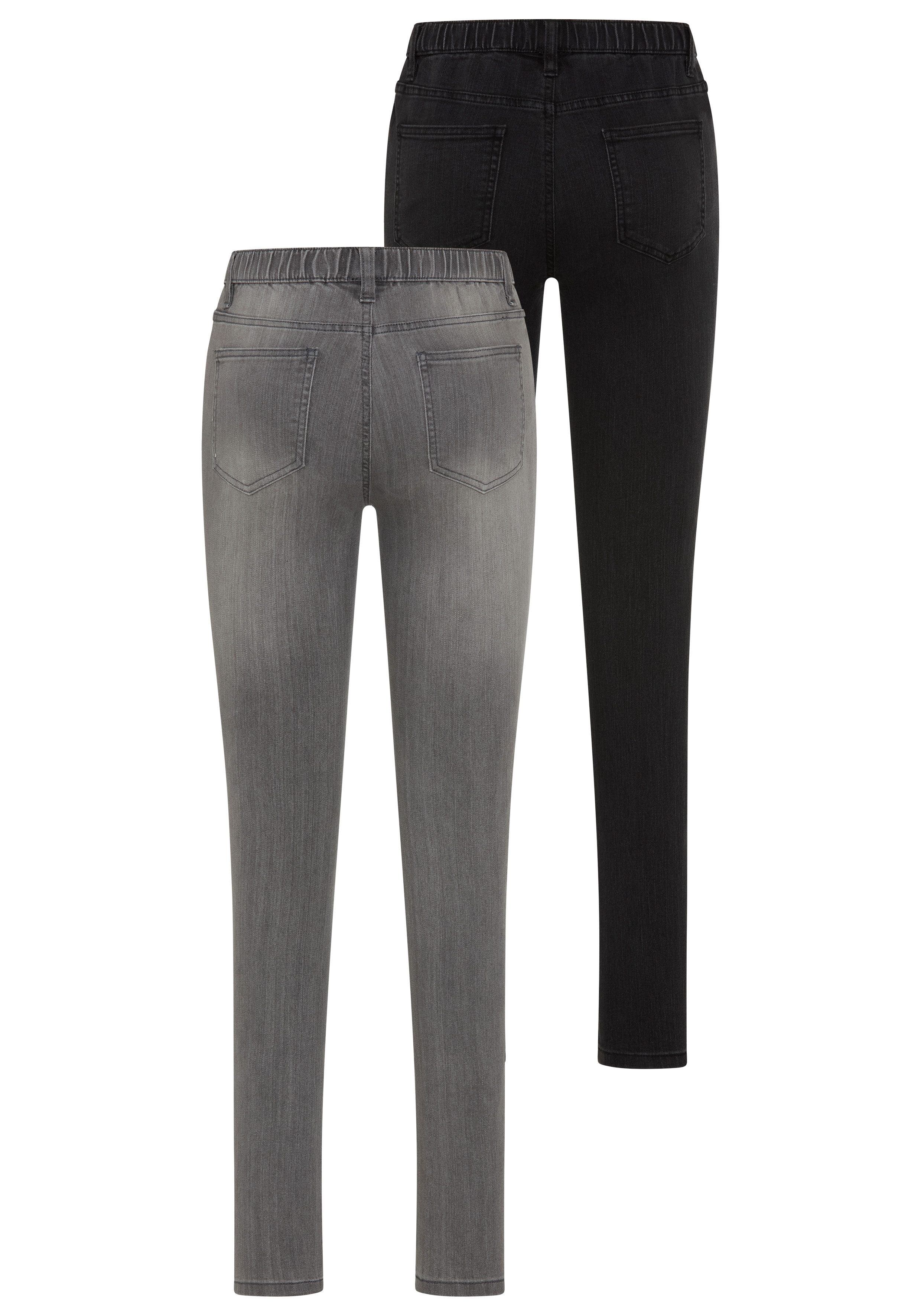 Flashlights Jeansjeggings (Packung, 2er-Pack) enge Passform, Röhrenjeans, Used-Look-Waschung, hohe Leibhöhe