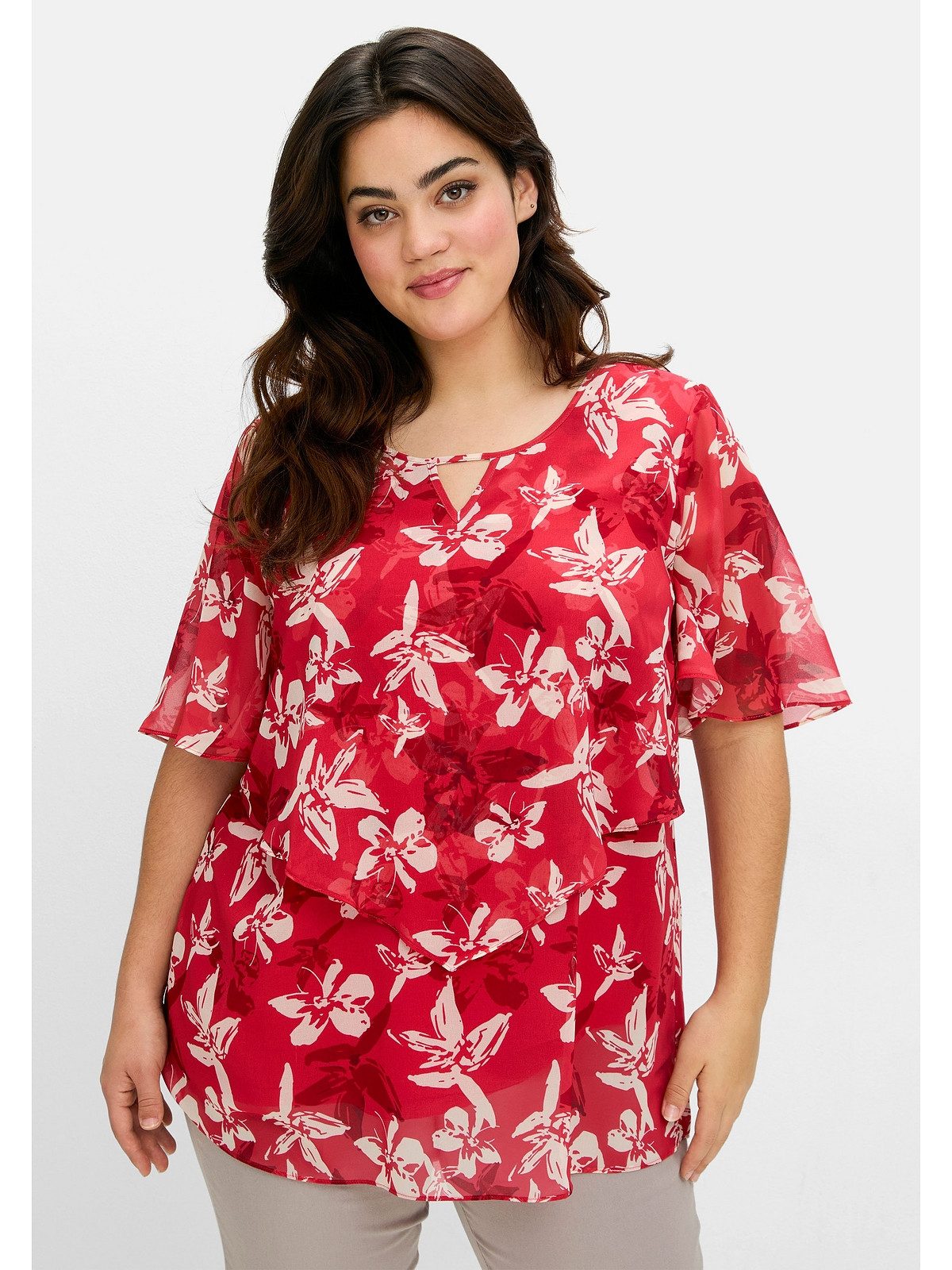 Sheego Chiffontunika Große Größen mit Blütenprint günstig online kaufen