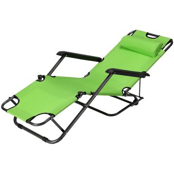 JEMIDI Strandtuch Liegestuhl Gartenliege - Klappstuhl mit Arm- und Kopfstütze - Grün, (1-St)