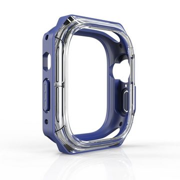 Wigento Smartwatch-Hülle Für Apple Watch Ultra 1 + 2 49mm Uhr Gehäuse Silikon Schutz Hülle Blau