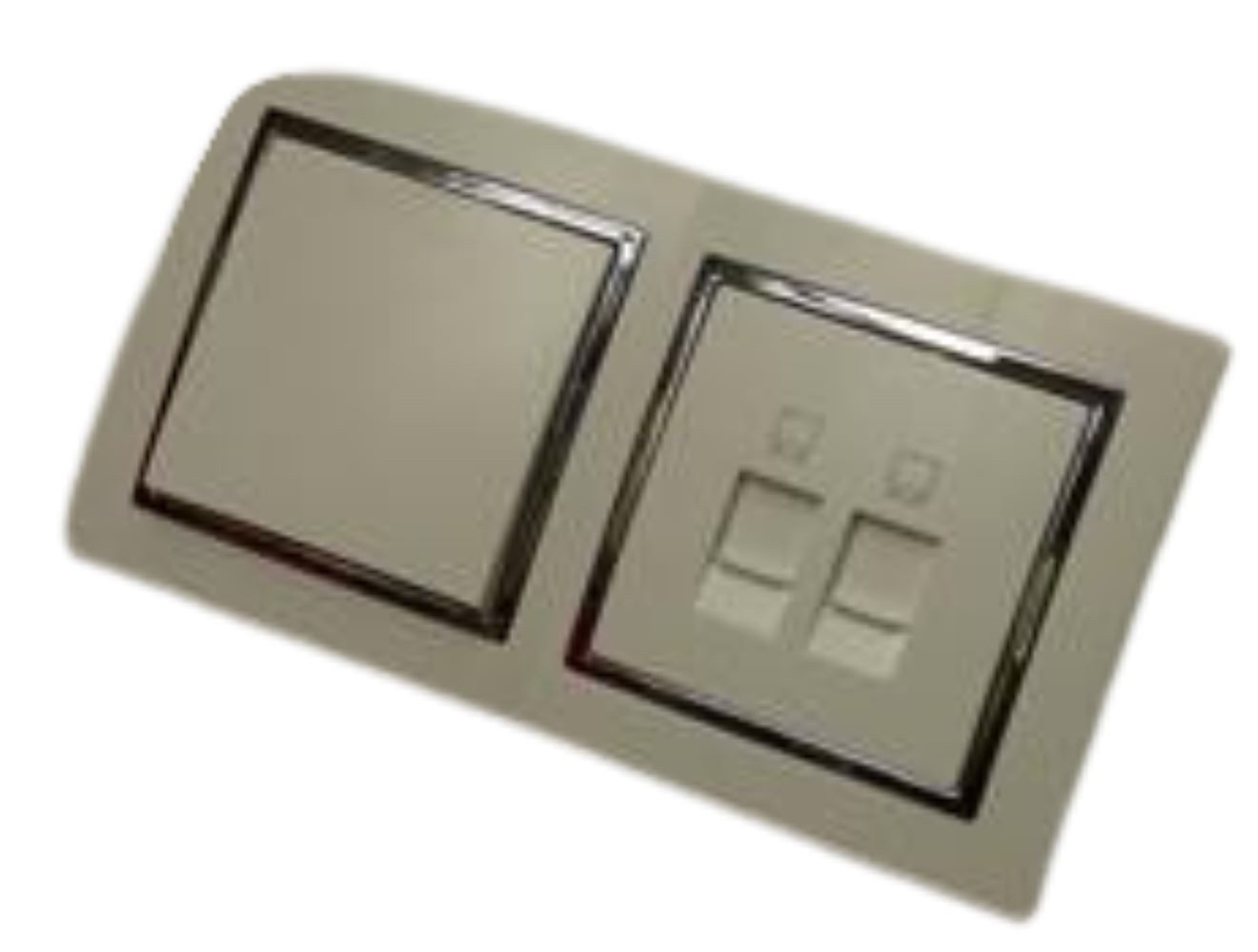 Lichtideen Schalter 9529 Levina S 2-er 1xTaster 1x Netzwerk silberner Rand (Taster, Schalter, Anennendose, Steckdose mit USB lieferbar)