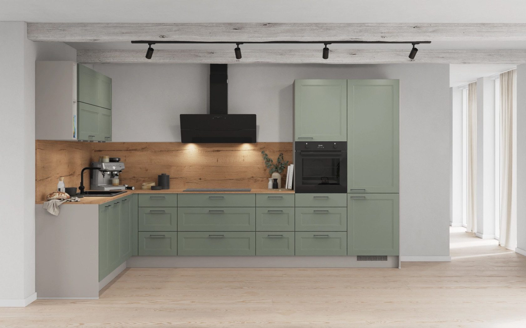 nobilia® Winkelküche Olmo, individuell anpassbar, gratis Küchenplanung mit Profis, (Breite 613.2 cm), vormontiert, wahlw. mit E-Geräten, inkl. Lieferung