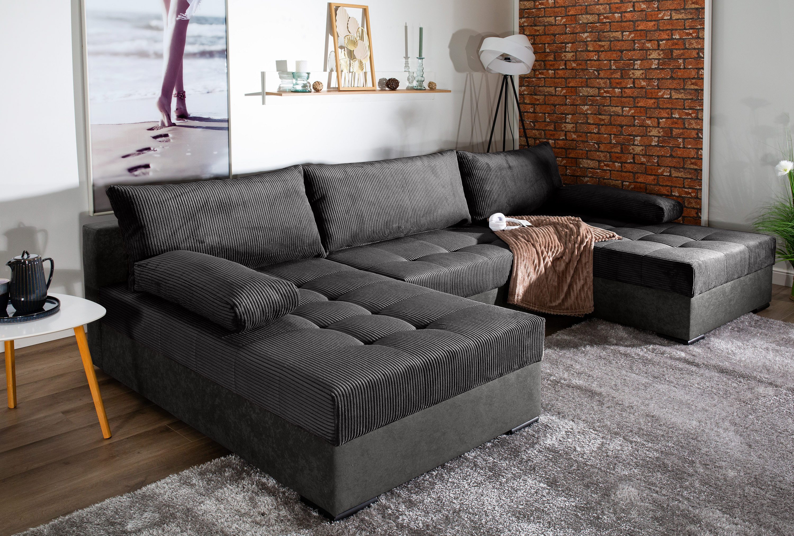 COLLECTION AB Wohnlandschaft "Josy U-Form, B: 307 cm" mit Bettfunktion & Be günstig online kaufen