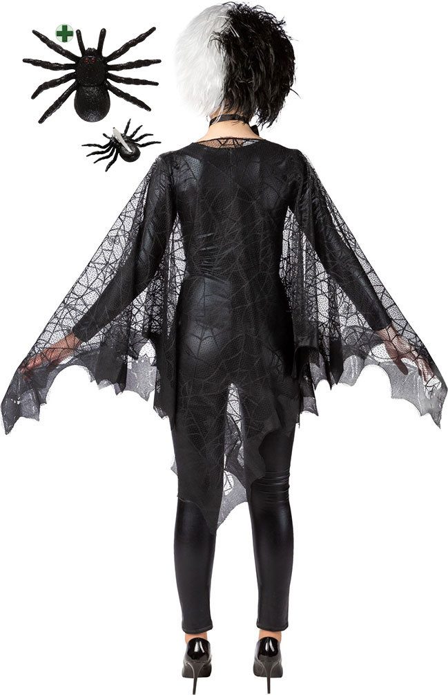 Karneval-Klamotten Kostüm Spinnenkostüm Grusel Spinnweben Poncho Halloween, günstig online kaufen