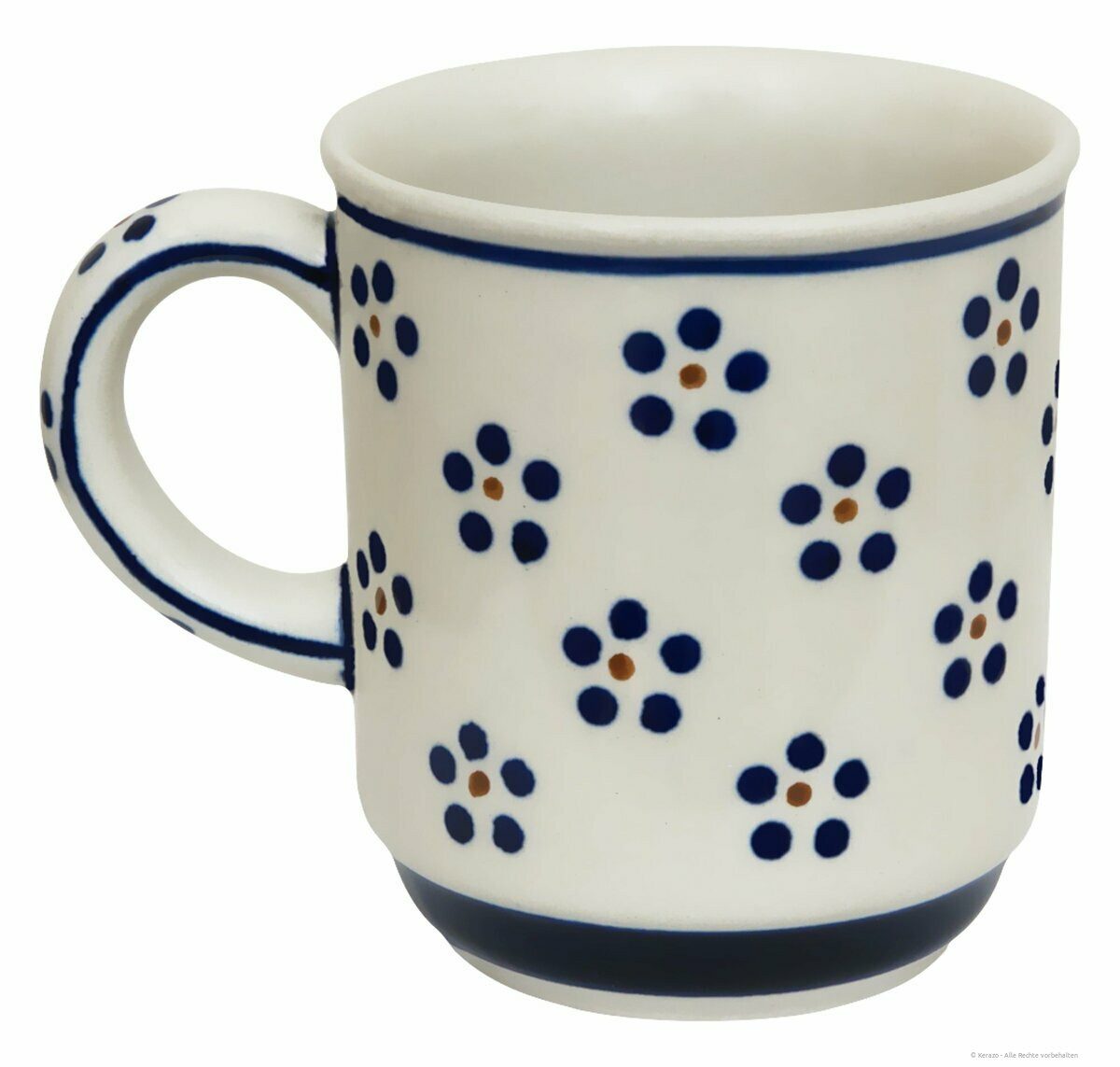 Bunzlauer Keramik Becher Bunzlauer Keramik 250ml Kaffeebecher Teetasse klassisch Ø8cm Dekor 1, Keramik