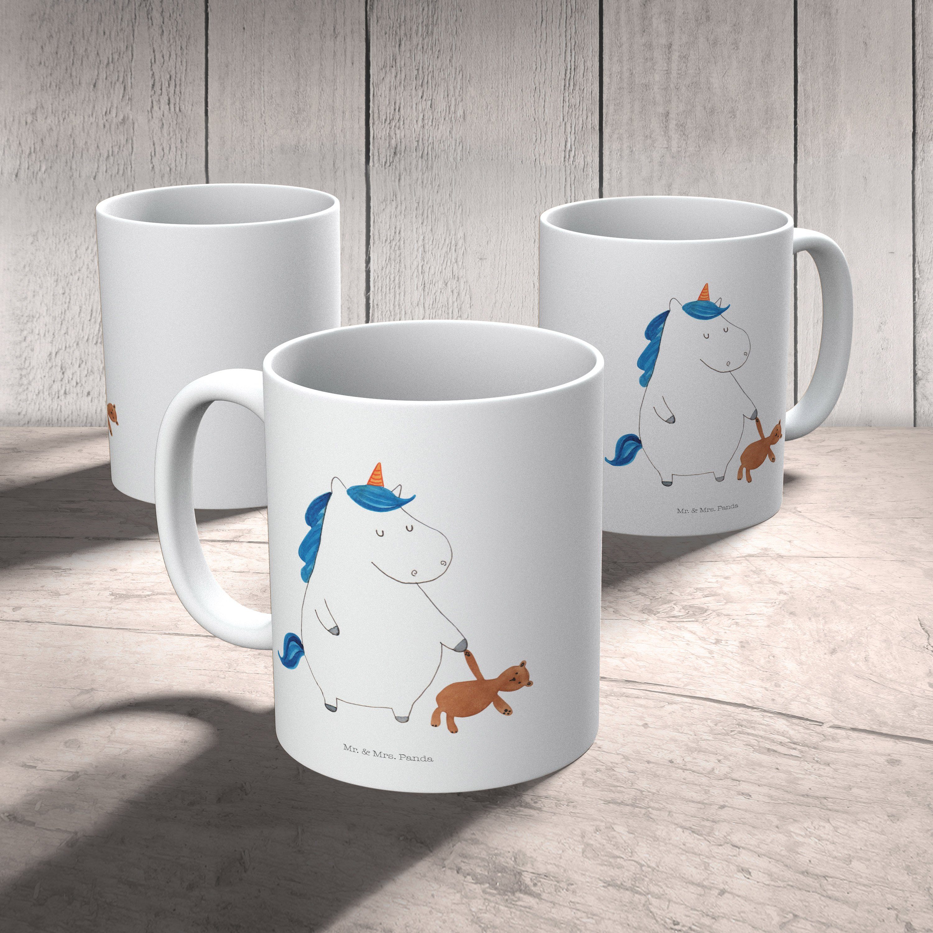 Mr. - Geschenk, Panda & Tasse, Kinderbecher Teddy Weiß Kaffeetasse, Mrs. Kunststoff - Einhorn Kunststoff Kinde,