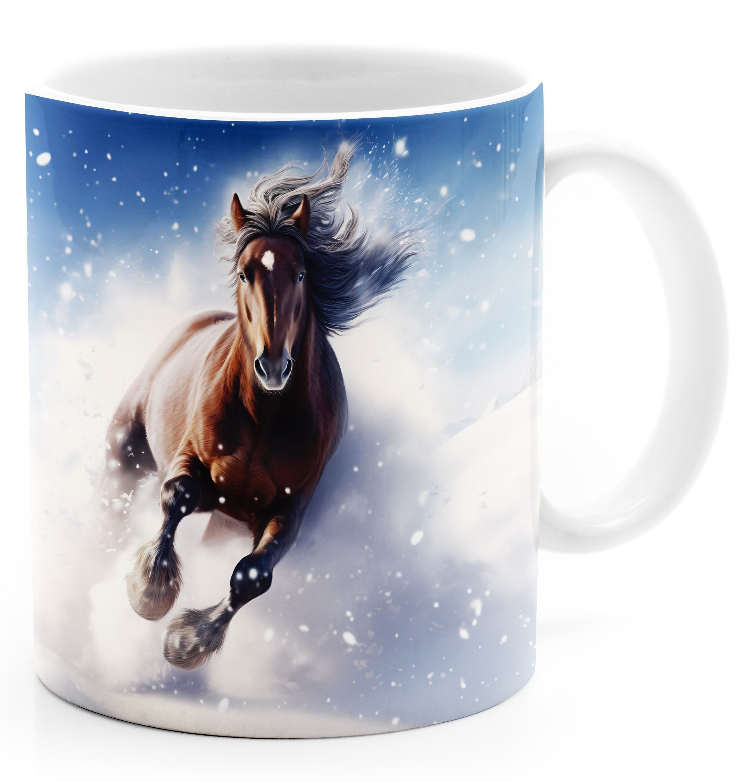SpecialMe Tasse Tasse Pferde-Motive Wintermotive XMAS Geschenk für Pferde-Liebhaber, Keramik