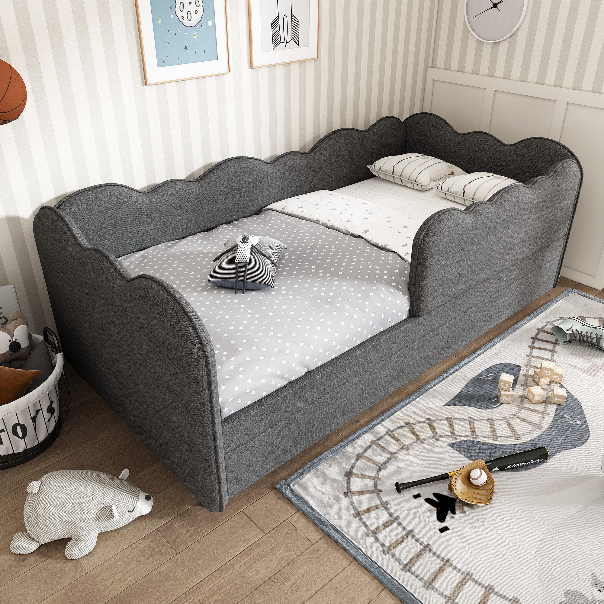 i@home Kinderbett mit Ausziehbett, Tagesbett Sofa Bett mit Lattenrost, 90x190cm (1-tlg., Ideal für kleine Kinderzimmer), Platzsparend und multifunktional – Bild 5 von 5