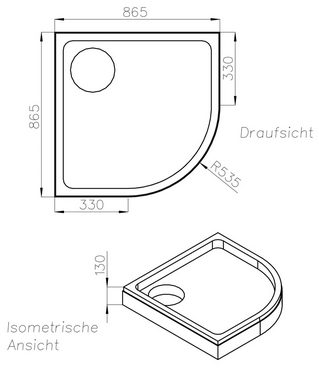 OTTOFOND Duschwanne, quadratisch, Sanitäracryl, Set, 90x90 cm, mit Wannenträger, Ablaufgarnitur und Fugendichtband