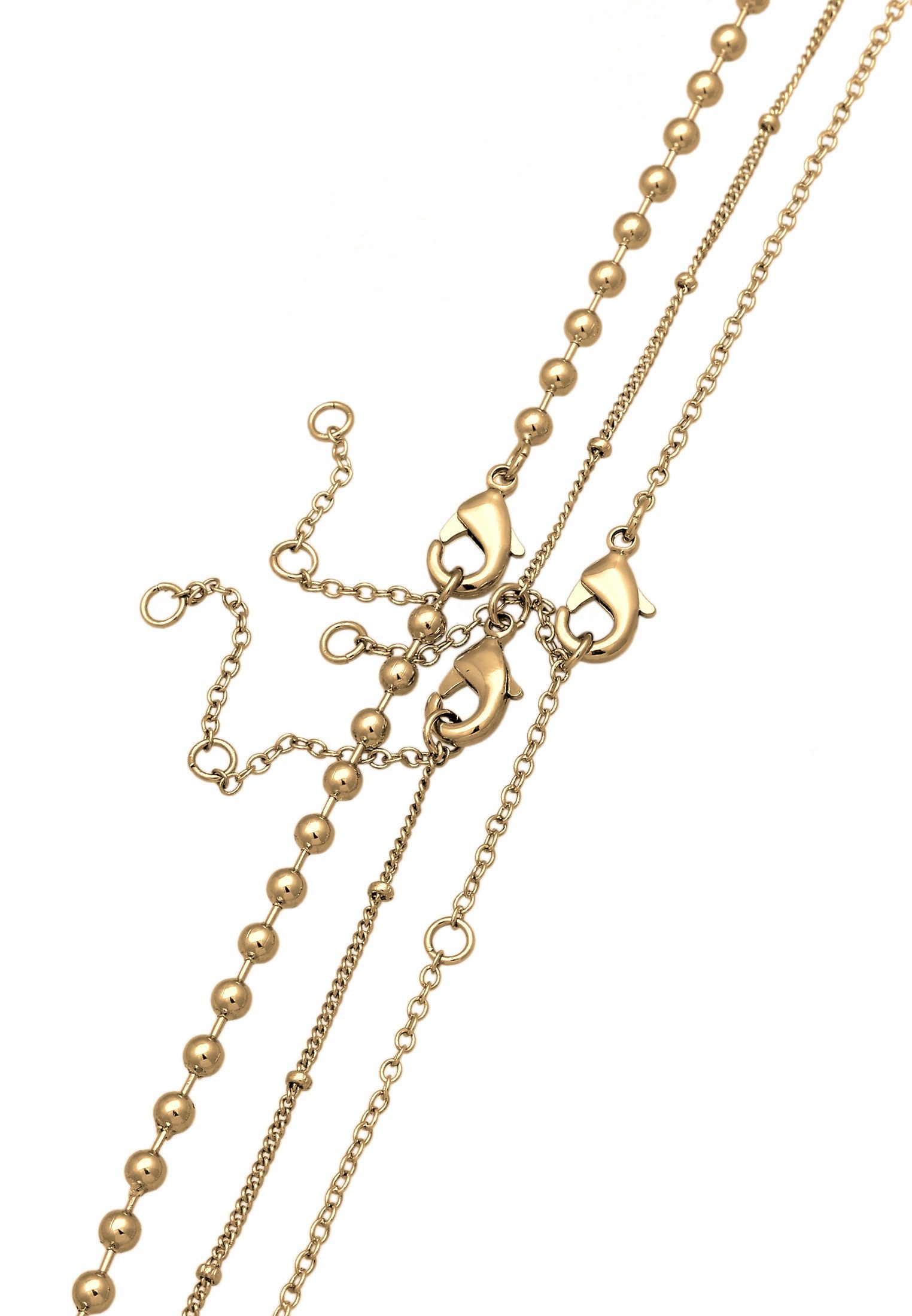 Elli Ketten-Set Y-Kette Layer Kugel Perlen Design Silberfarben 3er Set, Plättchen