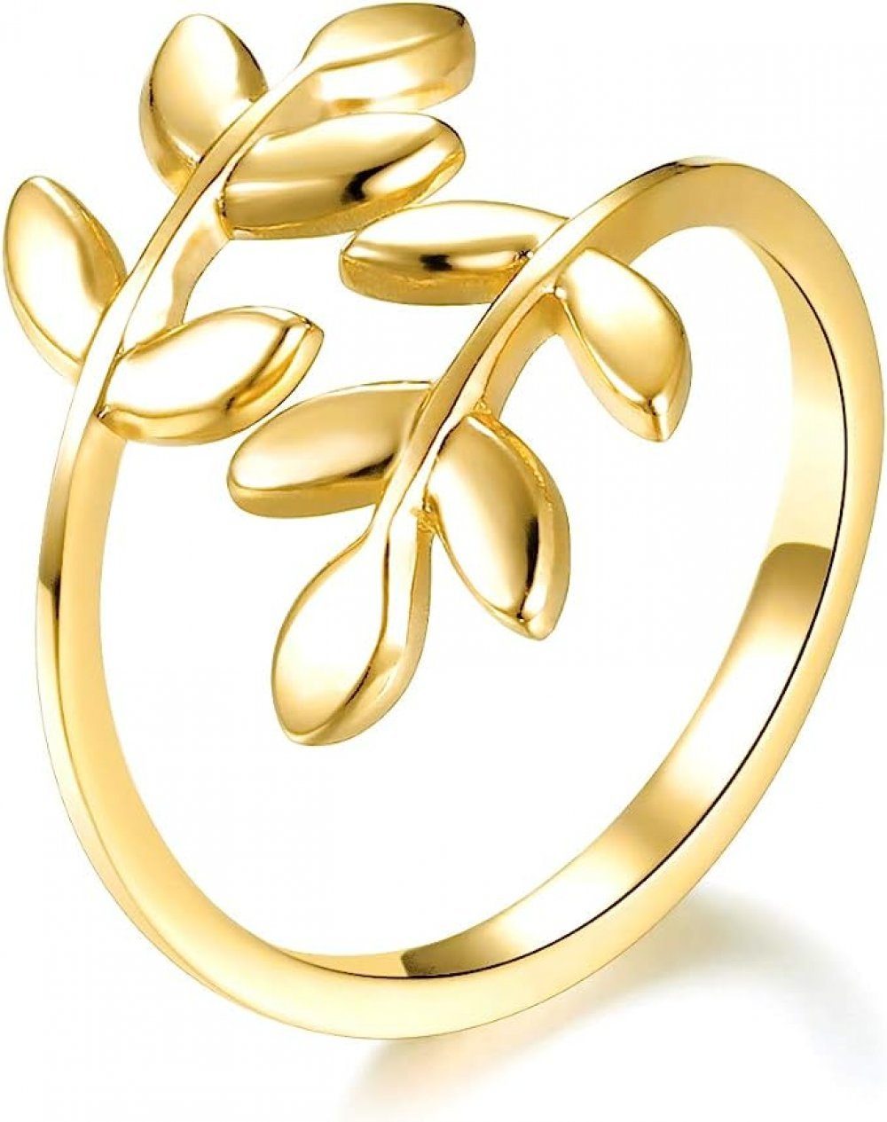mit Scroll-Lorbeermotiv Verstellbarer golden Damen Damenring Goldring für WaKuKa