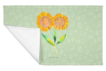 Mr. & Mrs. Panda Handtuch Blume Sonnenblume - Blattgrün - Geschenk, Kinder Handtuch, beste Freu, (1-St), Bunt bedruckt