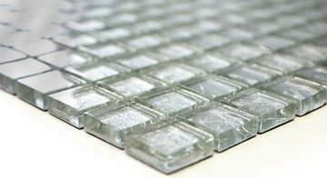 Mosani Mosaikfliesen Glasmosaik silber Mosaikfliese Struktur Fliesenspiegel Küchenwand