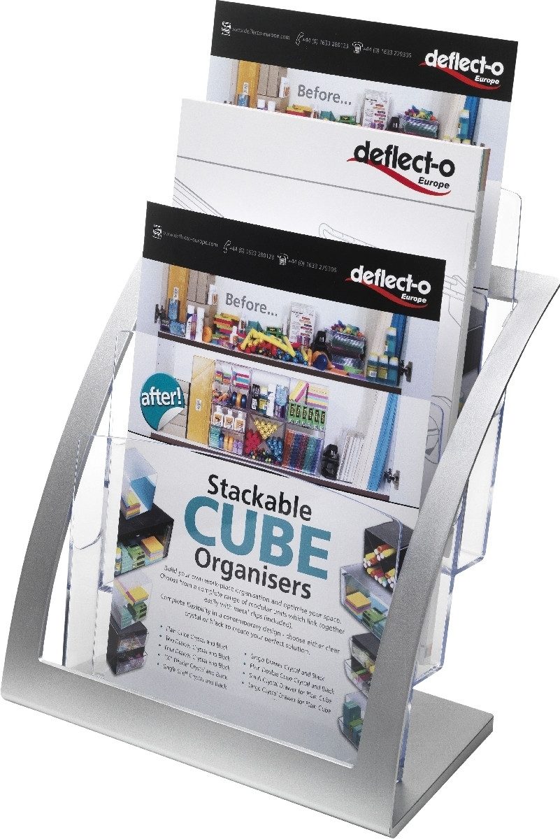 Deflecto Stehsammler Prospekthalter Contemporary A4 3 Fächer silber