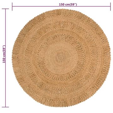 Teppich Jute Handgeflochten 150 cm Rund, furnicato, Runde