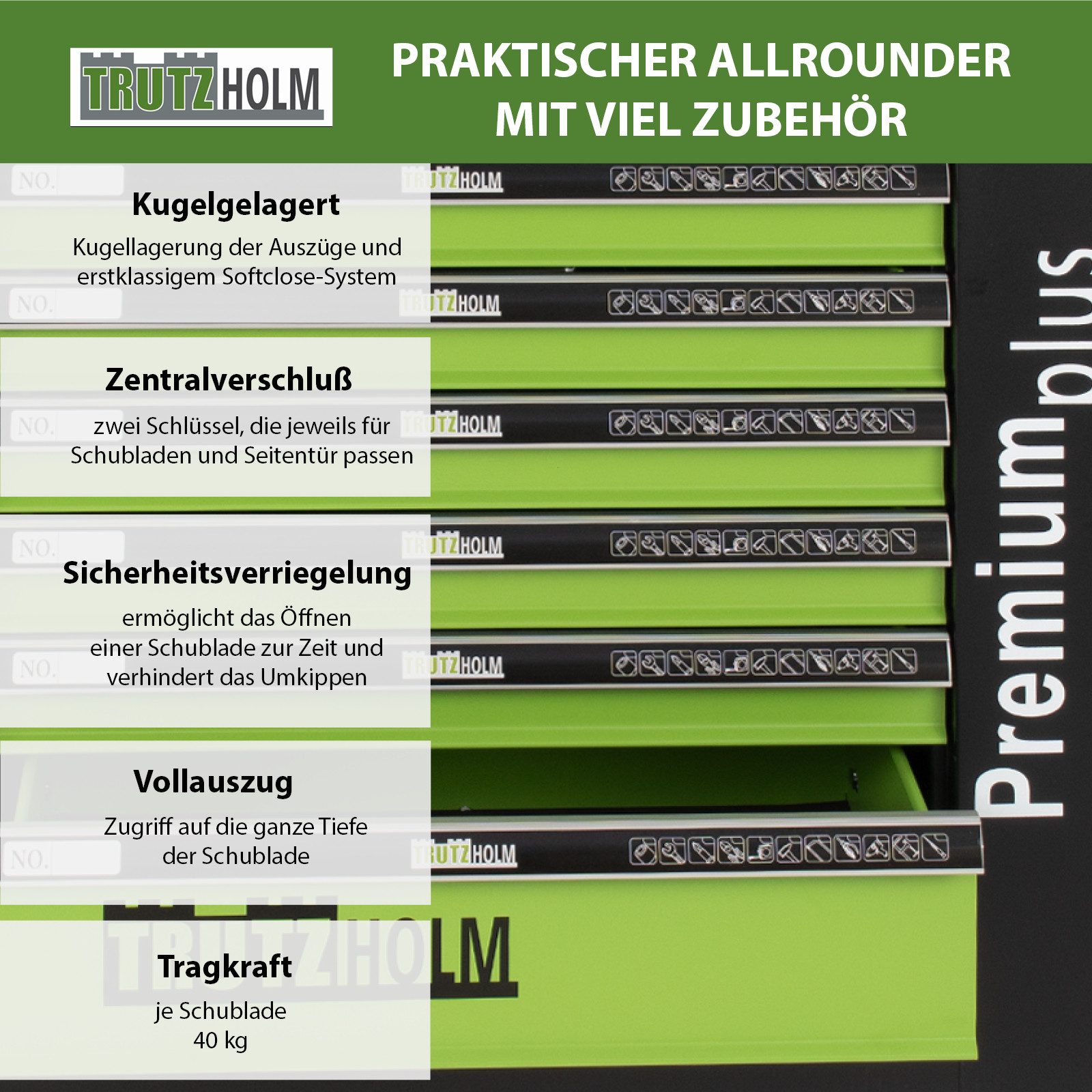 TRUTZHOLM Werkstattwagen Premium Plus unbestückt 84x74cm Vollauszug Interlo günstig online kaufen