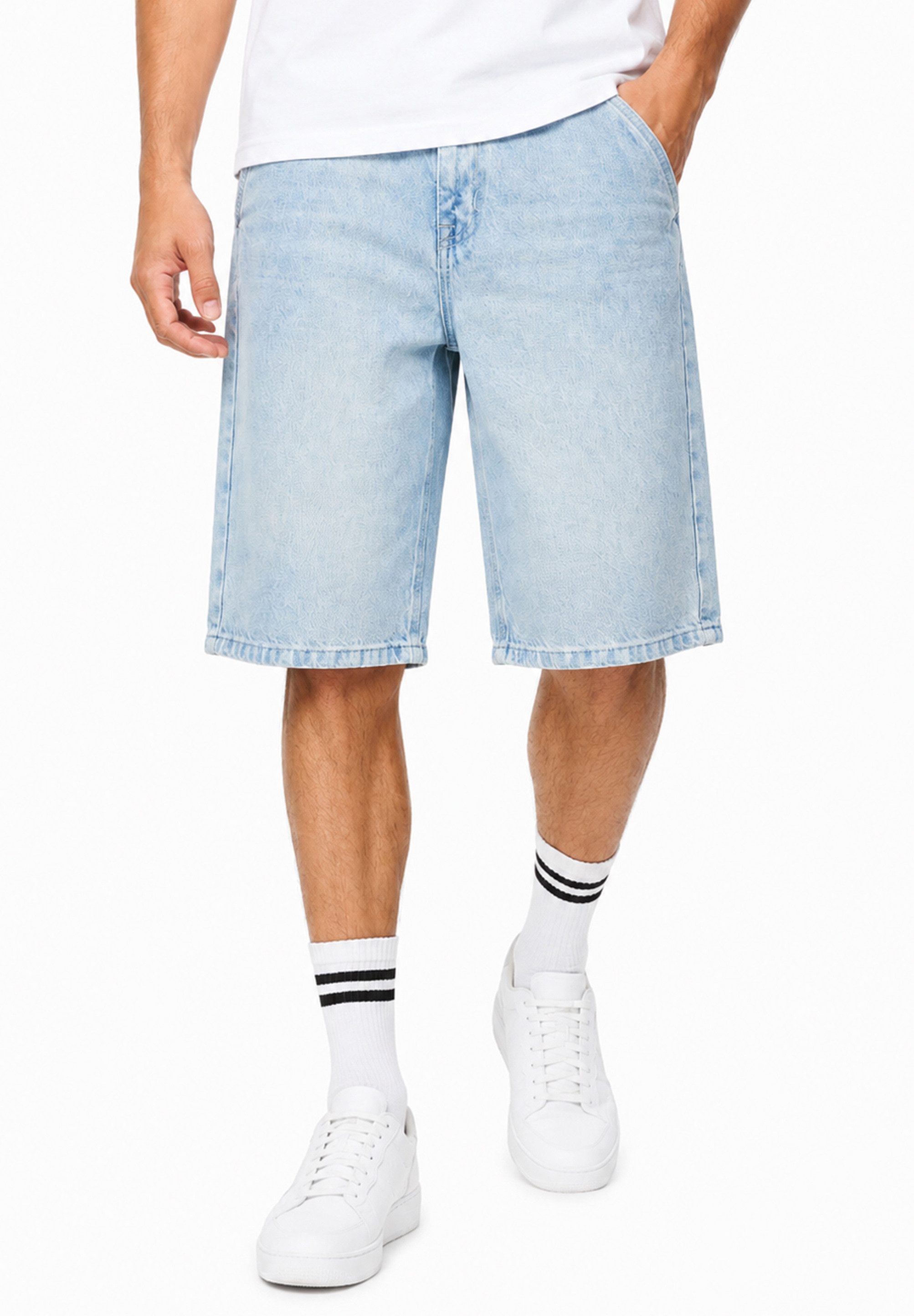 SOULSTAR Jeansshorts im Baggy-Fit aus 100% Baumwolle für Herren Kurze Hose - Sommer-Shorts Bermuda für Männer