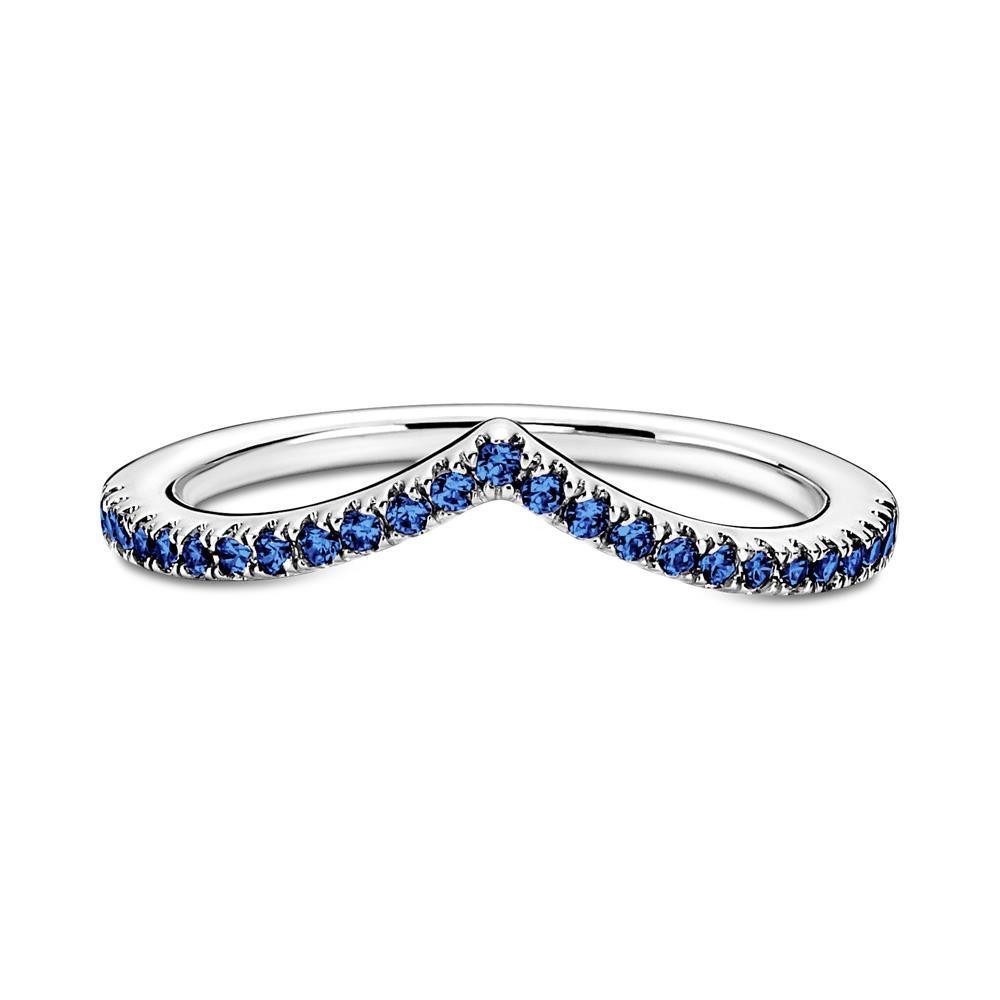 Pandora Fingerring Wishbone Damenring von PANDORA aus 925er Silber mit blauen Zirkonia