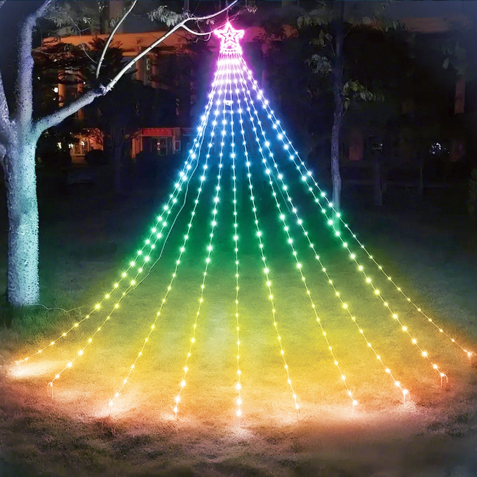 Aigostar LED-Lichterkette Aigostar 2,5m 250LED Smart RGBIC Weihnachtsbaumbeleuchtung mit Sternen