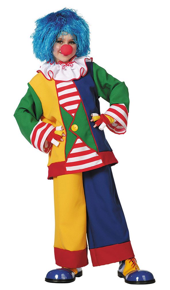 Karneval-Klamotten Clown-Kostüm Kinder klassisches buntes Kinder Clownkostüm, Clown Kostüm Narre Pierrot Harlekin Junge Mädchen Gruppenkostüm