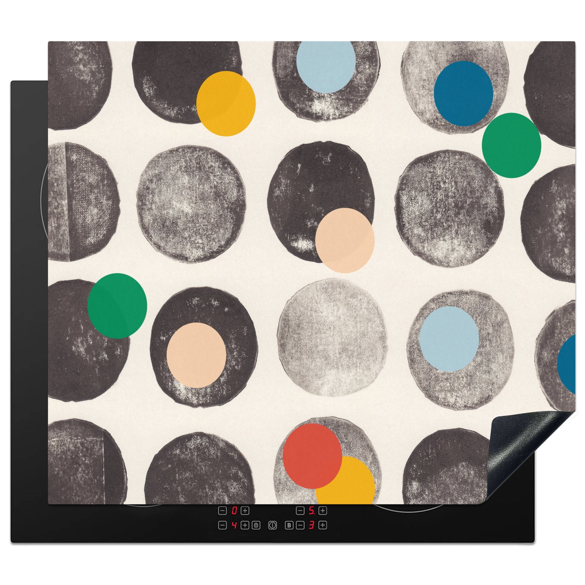 MuchoWow Herdblende-/Abdeckplatte Farben - Abstrakt - Kreise - Pastell, Vinyl, (1 tlg), 60x52 cm, Mobile Arbeitsfläche nutzbar, Ceranfeldabdeckung