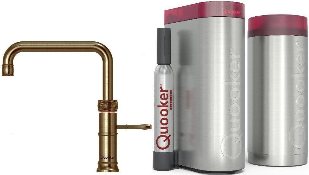 QUOOKER Küchenarmatur QUOOKER CLASSIC FUSION B 2 mit COMBI+ Kochendwasserhahn SQUARE (2-St) (22+CFSPTNCUBE) Trinkwassersystem mit 100°C CUBE
