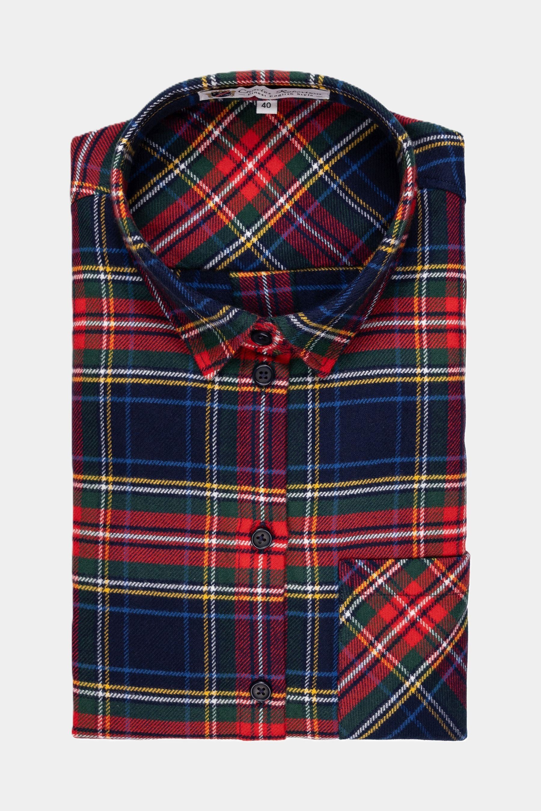 Klassische Bluse Charles Robertson Damenhemd kariert mit Brusttasche in ROT KARO