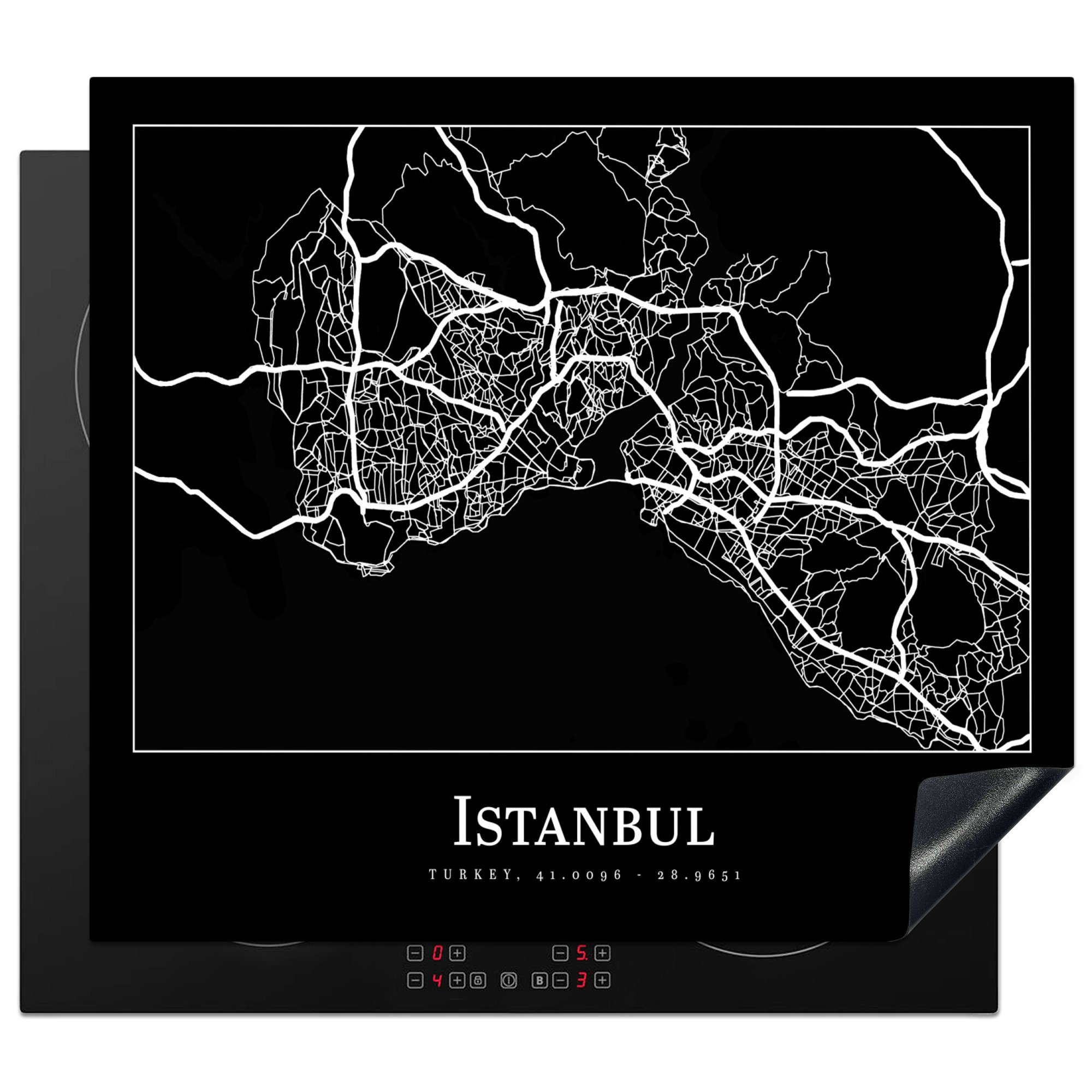tlg), cm, Vinyl, 57x51 Ceranfeldabdeckung MuchoWow Karte, Induktionsschutz, (1 Stadtplan Induktionskochfeld, - Herdblende-/Abdeckplatte Istanbul -