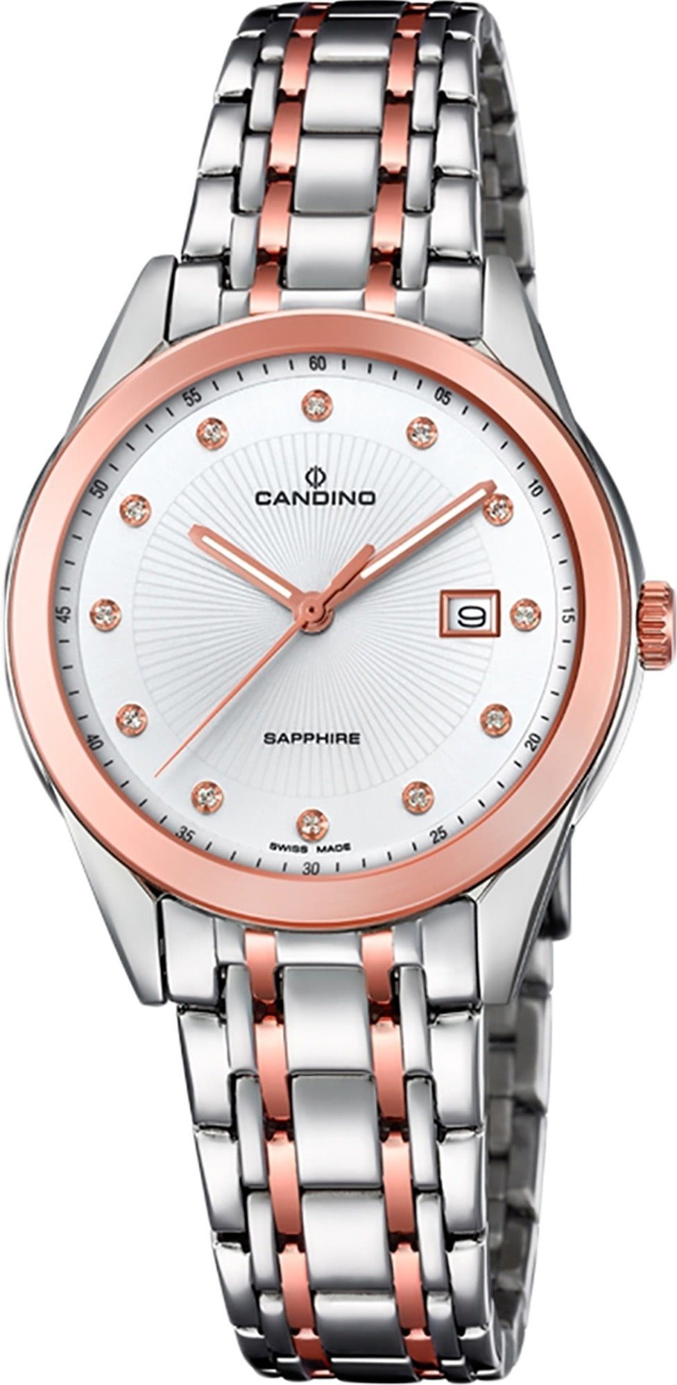 Candino Quarzuhr Candino Damen Uhr Analog C4617/3, Damen Armbanduhr rund, Edelstahlarmband roségold, silber, Elegant