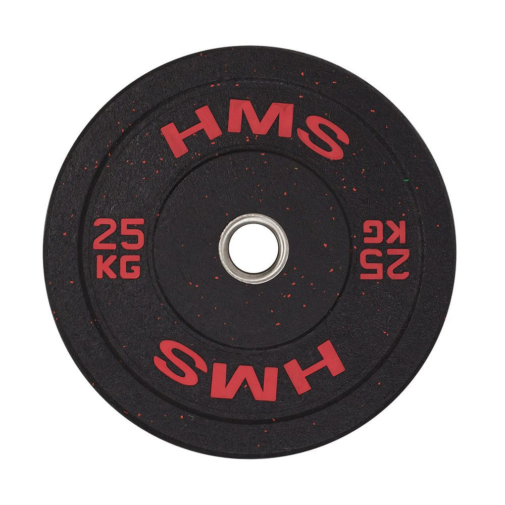 HMS Hantelscheibe Gewichtsscheibe Gummischeibe Langhantelgewicht, 25.0 kg, (Spar-Set, 1-tlg., 45 x 10 cm gummiert), gummiert, kalibriert, olympisch 51 mm, Edelstahlhülse