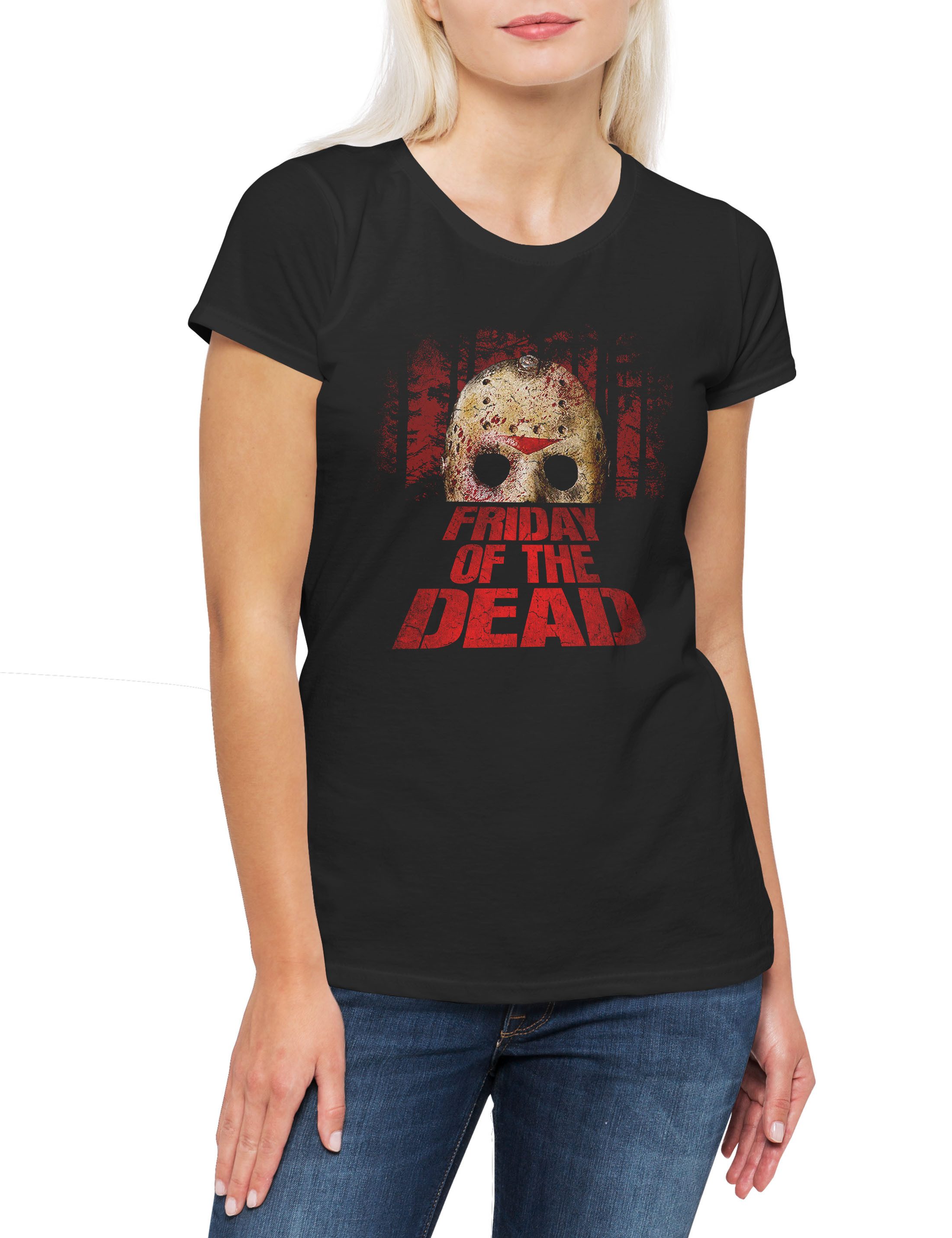 Print-Shirt Friday Of The Dead Damen T-Shirt Dawn The Freitag Machete Jason Mask