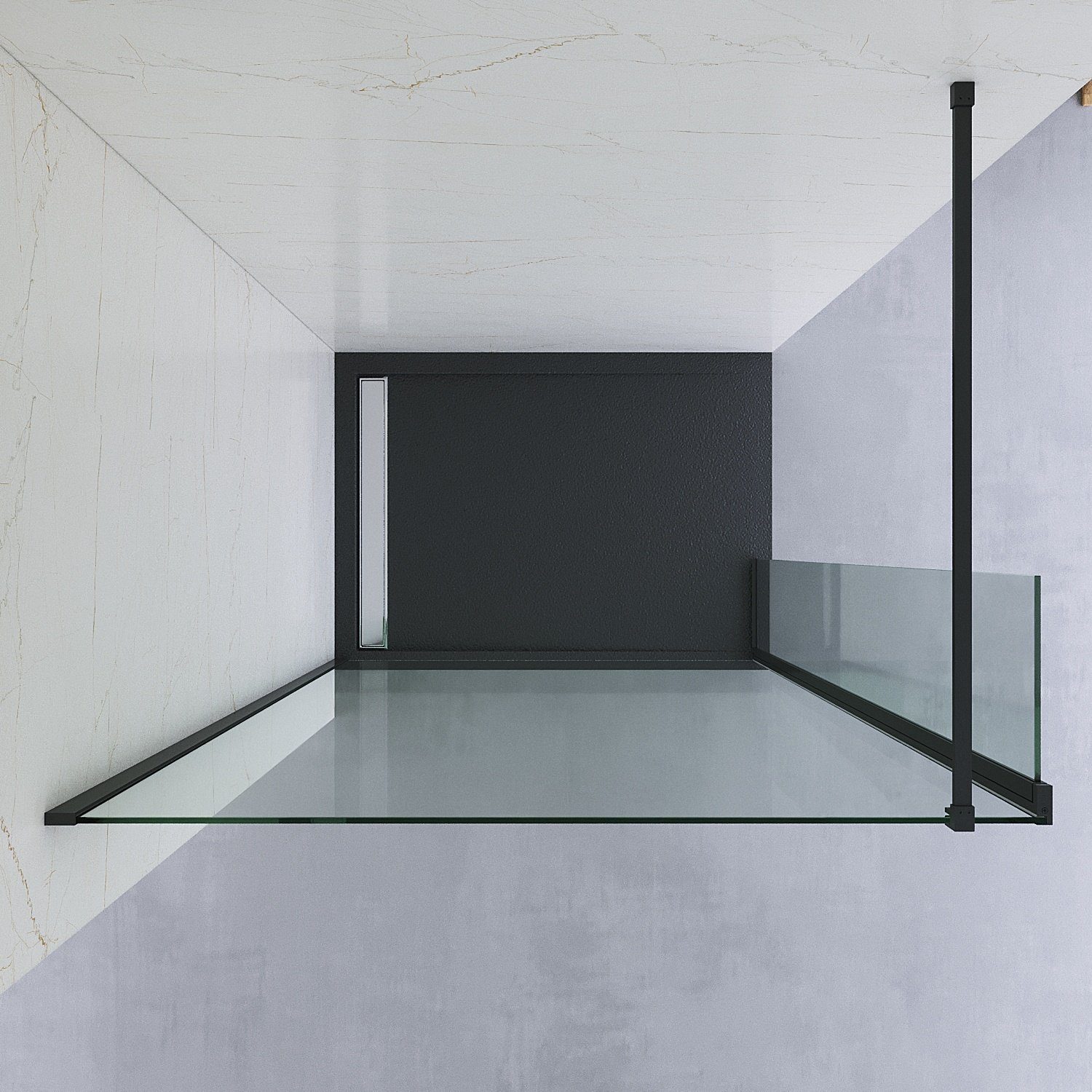 AQUABATOS Walk-in-Dusche Duschwand Duschabtrennung 80x200,90x200,100x200,110x200,120x200cm, 8 mm Einscheibensicherheitsglas (ESG) mit Nano-Beschichtung, mit Nebenteil