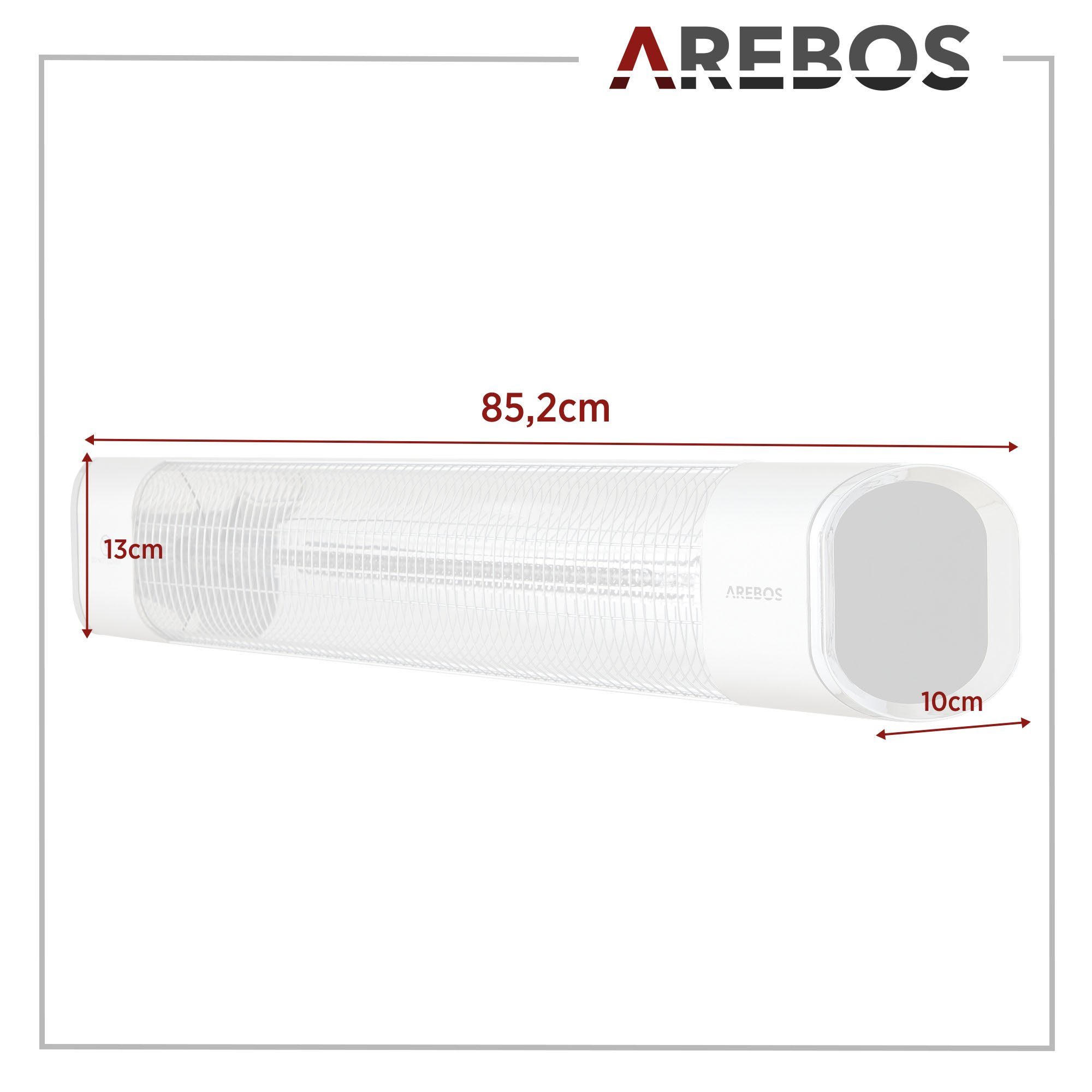 mit W Neigung Heizstrahler inkl. 2000 Montagematerial Fernbedienung, Arebos 60° Infrarot