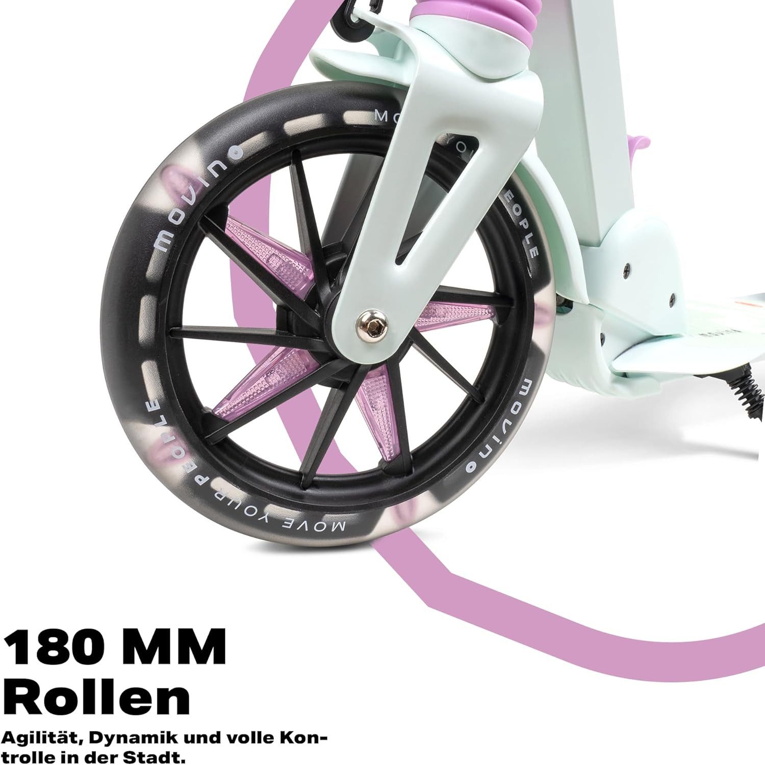 Movino Cityroller MOVINO CITY LIGHT Stoßdämpfer LED-Rollen max. 100kg