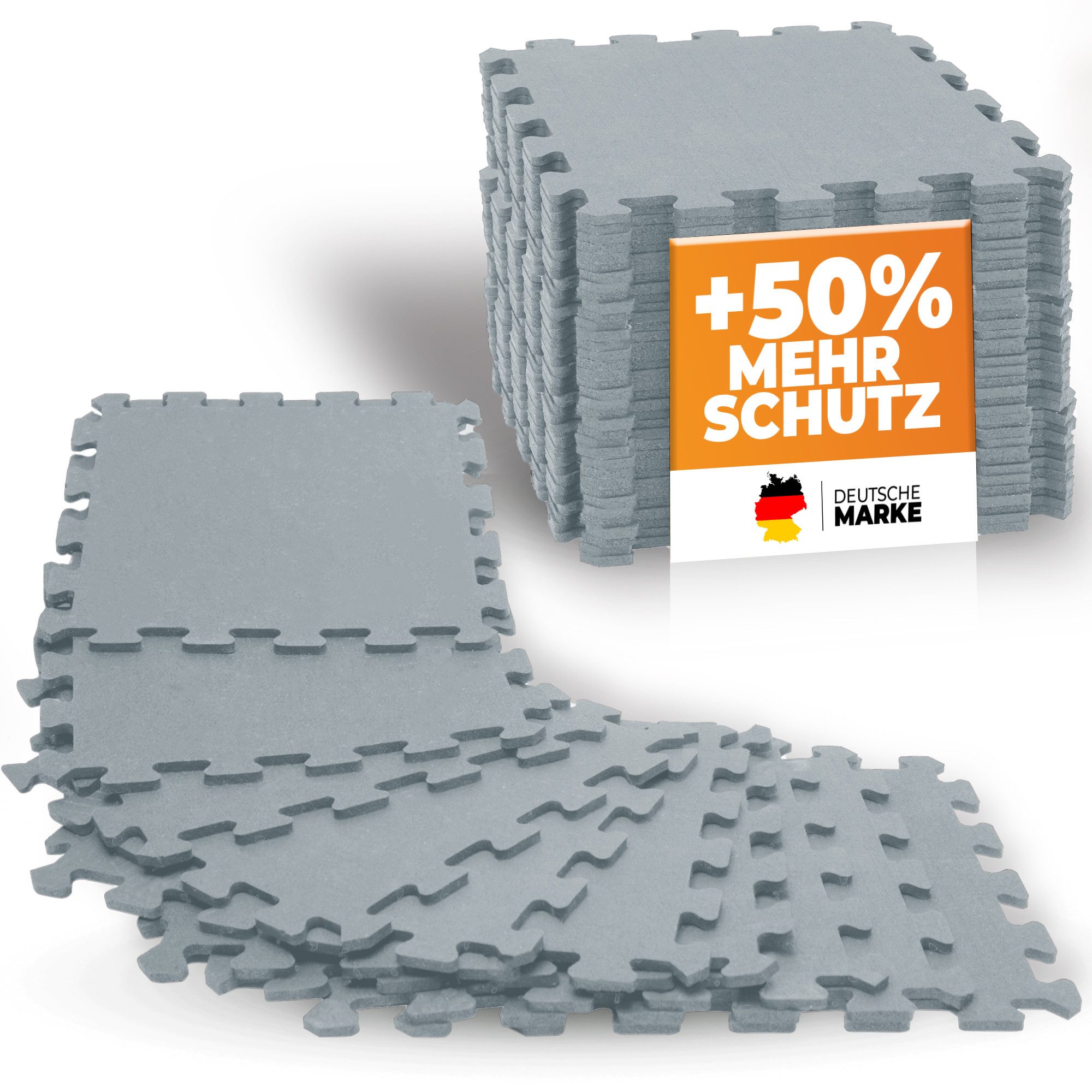 NEOLYMP Bodenmatte Robuste Bodenschutzmatte - Fitness - Schutzmatte Boden - Fitnessmatte (8 Puzzlestücke inkl. Randteile, 8 Schutzmatten Boden inklusive Randstücke - Puzzletechnik Sportmatte), Schützt Fußboden, Naturkautschuk, Studioqualität, Anti-Rutsch