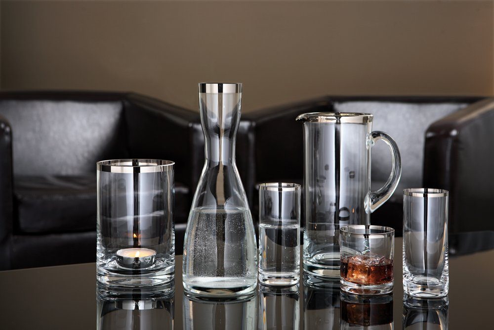 - silber-transparent x H. - Platinum Fink Whiskyglas Glas FINK D. 9cm 8cm
