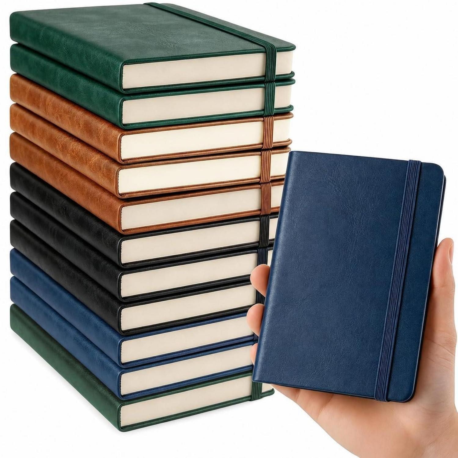 LuxusKollektion Notizheft 12er Pack A7 Notizbücher Pastell Lederoptik