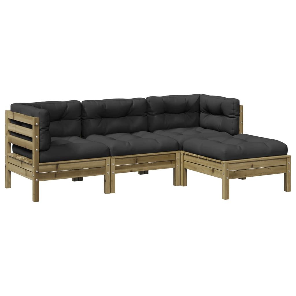 vidaXL Gartenlounge-Set 4-tlg. Garten-Sofagarnitur mit Kissen günstig online kaufen