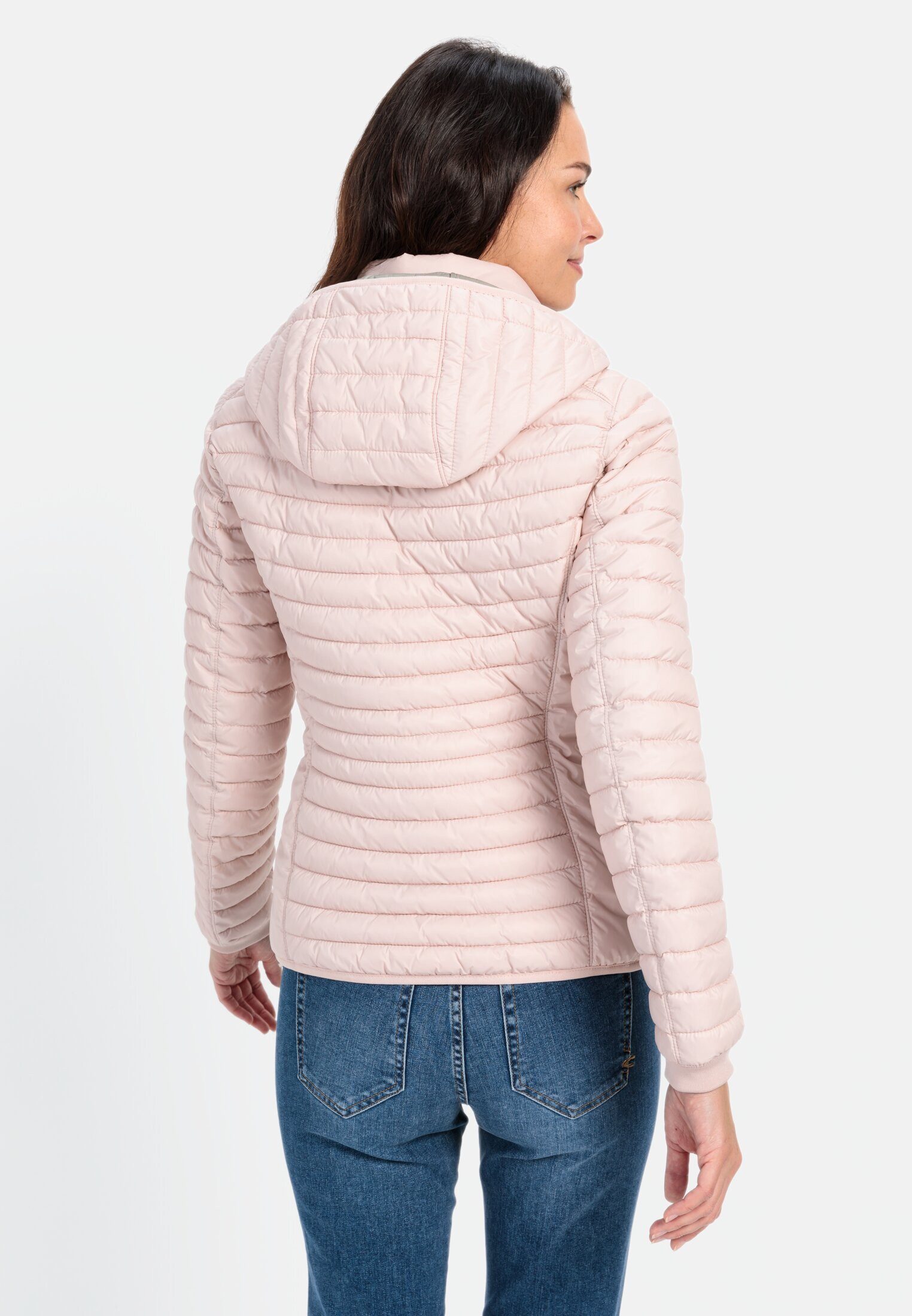 camel active Steppjacke aus recyceltem Polyamid Langarm Kapuze Markenlogo