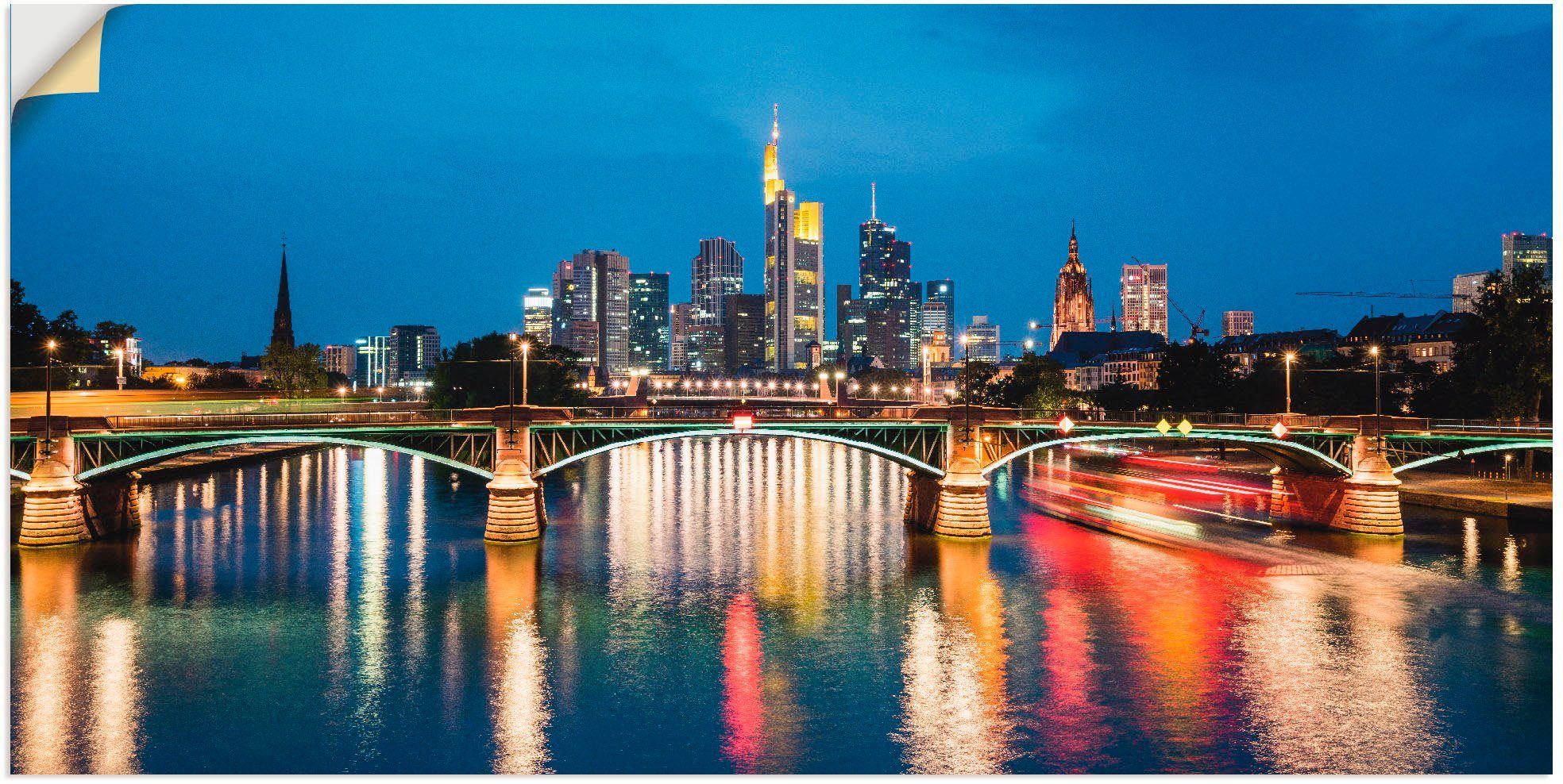 Artland Nacht, Main Leinwandbild, als versch. Alubild, am St), Frankfurt Wandaufkleber (1 Wandbild oder zur Deutschland Poster in Größen