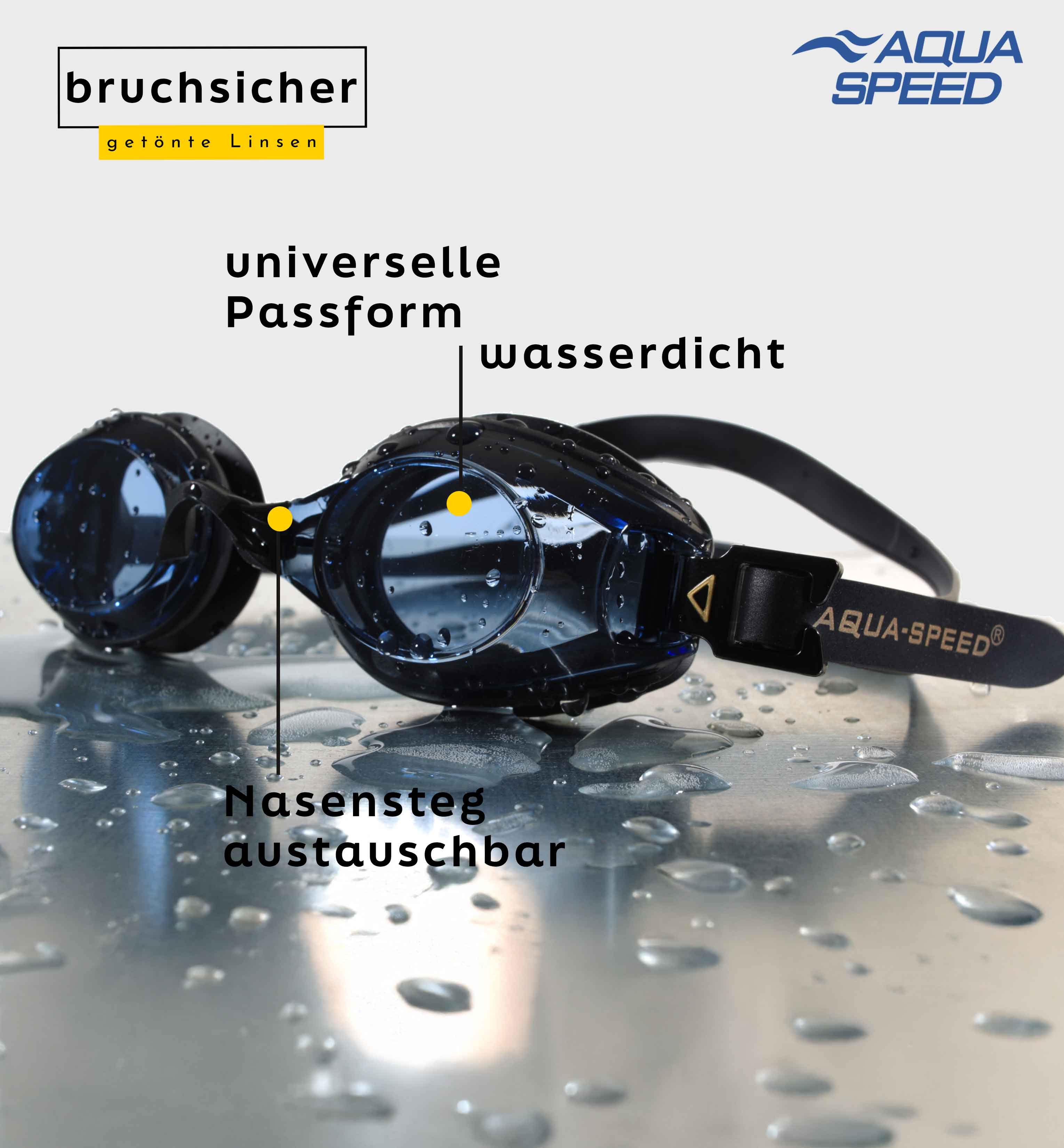 Aqua Speed Schwimmbrille mit Sehstärke für Kurzsichtige Dioptrien: -5.5 inkl. Box, (Lumina schwarz getönte Gläser -5,5), Robuste Verarbeitung für regelmäßiges Training
